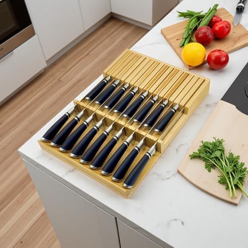 Knife Drawer Organizer, Bamboo Knife Block