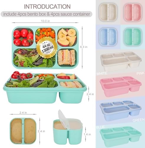 TOUWMX 4 Pack Bento Box, 5 Compartments