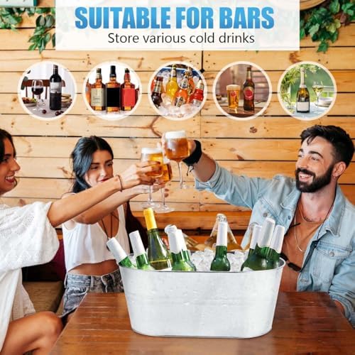 OBTANIM 4 Pack 4 Gallon Galvanized Ice Buckets Metal Champagne Drink