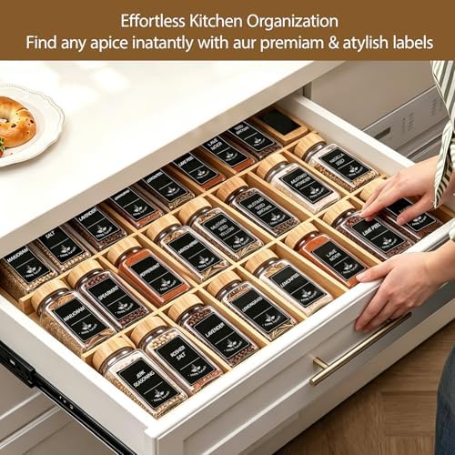Glass Spice Jars with Label 24 Pcs Seasoning Containers with Wood Lids
