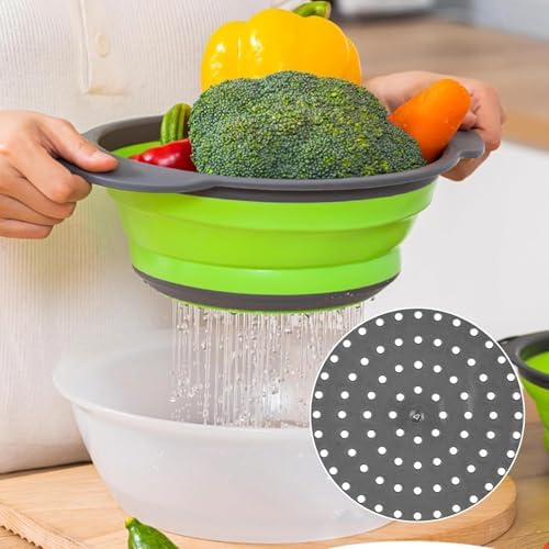 Collapsible Colander Set of 3 Round Silicone Kitchen Strainer Set