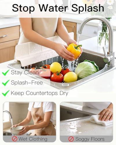 23 Inch Silicone Sink Splash Guard - Kitchen Sink Water Splash Guard