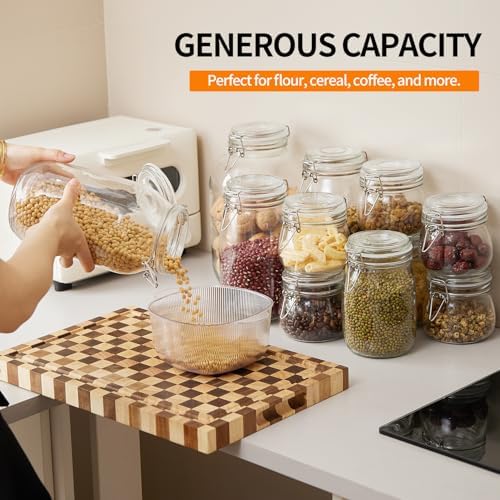 6 Pack 17oz Food Storage Jars with Airtight Lids, Preserving Seal Wire