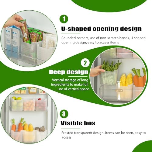 3 Pack Refrigerator Organizer Box, Plastic Refrigerator Side Door