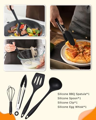 Hozzen Stainless Steel and Silicone Camping Cooking Utensil Set