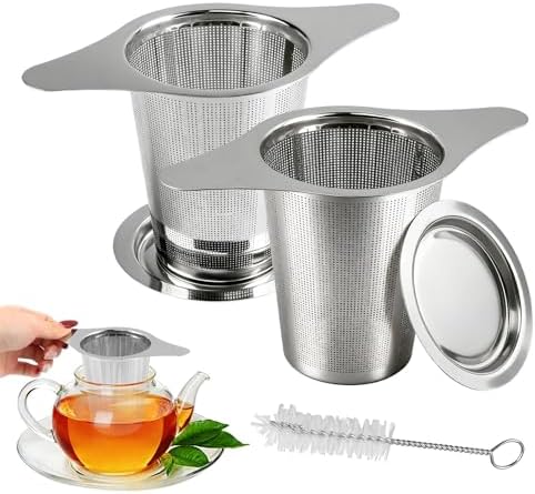 2 Pack 304 Stainless Steel Tea Infuser with Lid, Extra Fine Mesh Loose
