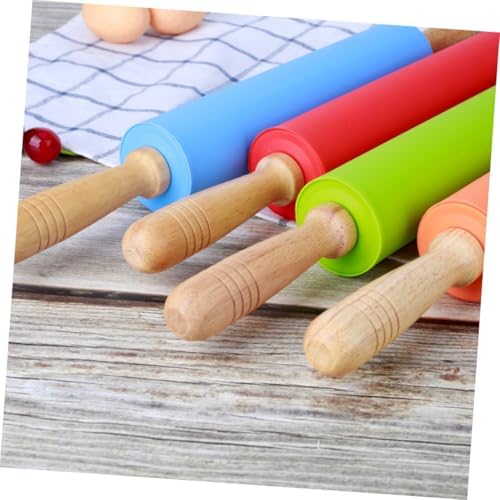 TIDTALEO Silicone Rolling Pin with Wood Handle Nonstick Dough Roller