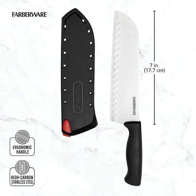 Farberware EdgeKeeper Santoko Knife, 7-inch Santoku, Stainless Steel - Image 4