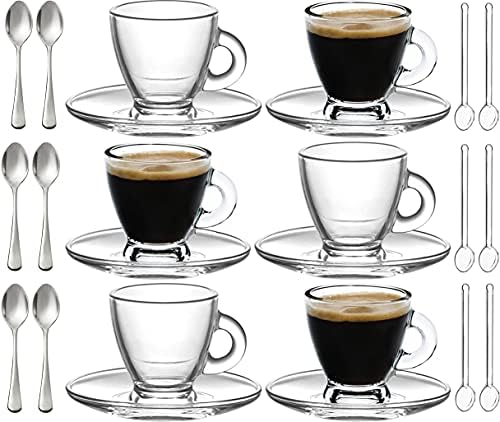 BOHEM'S Espresso Cups, 3.2 oz Small Demitasse Clear Glass Espresso
