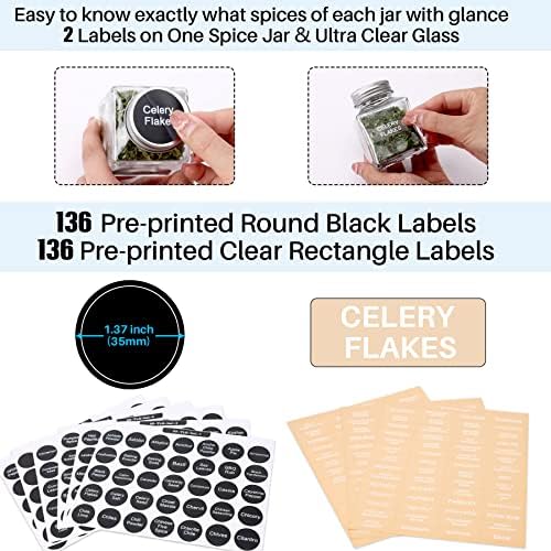 MIUKAA Spice Jars with 372 Labels, 49 Pcs 4.5 oz Glass Seasoning