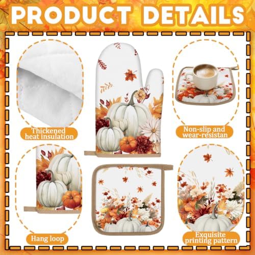 16 Pcs Fall Thanksgiving White Pumpkin Kitchen Decor Accessories Set