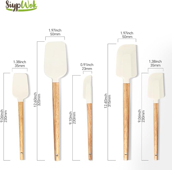 Silicone Spatula Set, Food Grade Rubber Spatula-5 Piece Nonstick Rubber Spatulas - Image 7