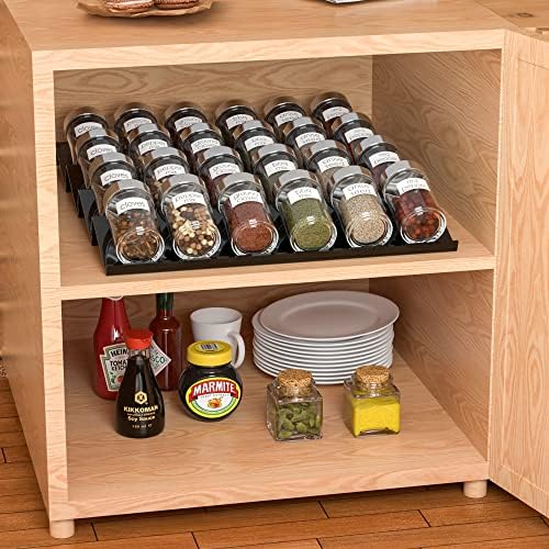 Sezanrpt Adjustable Acrylic Spice Drawer Organizer Rack, Spice Drawer