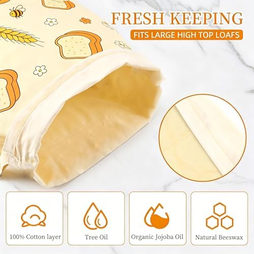 2 Pack Beeswax Bread Bags, XL 13x17in