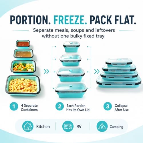 Guyuyii 4 Pack Space-Saving Collapsible Food Storage Containers with