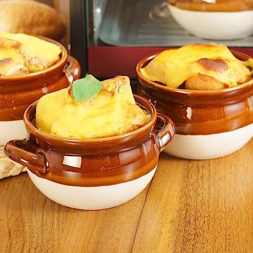 Vumdua French Onion Soup Bowls with Lids and Handles, 16 oz Ceramic