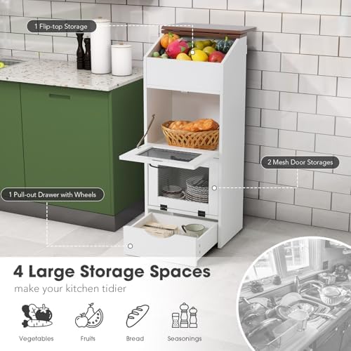 Patiorama Wood Potato and Onion Storage Bin Box, Bread Box, 2 Doors