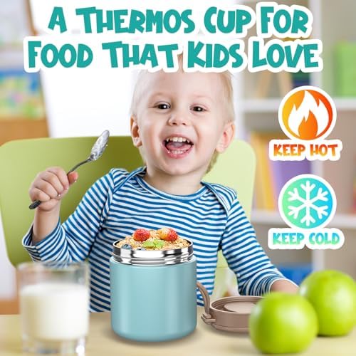 Thermo for Hot Food Kids - 15.2oz with Folding Spoon and Silicone