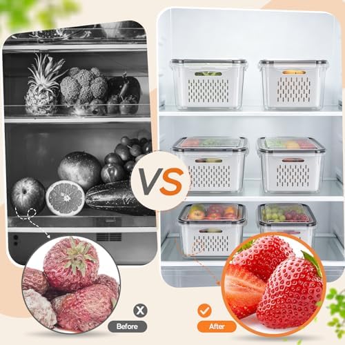 3-Pack Plastic Fruit Storage Containers for Fridge