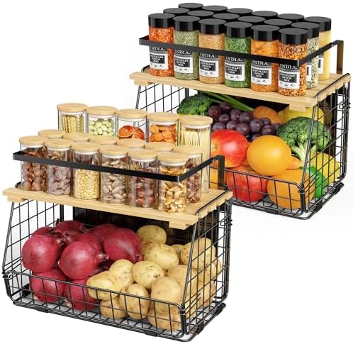2 Pack Magnetic Shelf for Fridge, Fruit Potato Onion Storage Bins