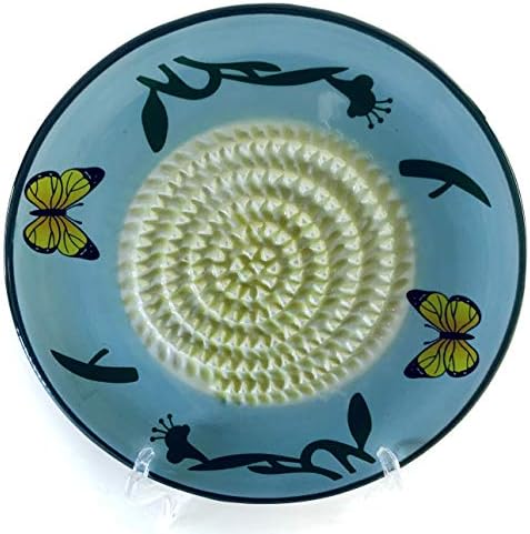 BonCera, Ceramic Garlic Grater Plate 4-Piece Set - Blue Butterfly