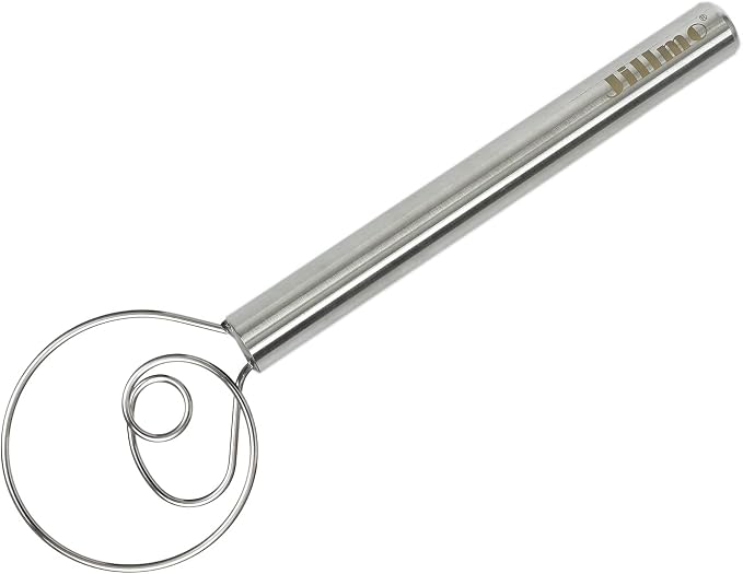 Jillmo Danish Dough Whisk, 12inch Stainless Steel Bread Whisk by JILLMO