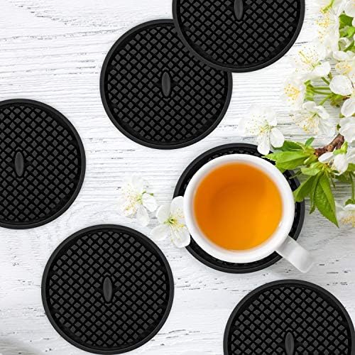 ME.FAN Silicone Coasters [6 Pack] Thickened Drink Coasters with Holder