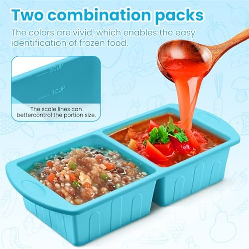 2 Pack Silicone Freezer Trays With Lid For Easy Storage Silicone Soup