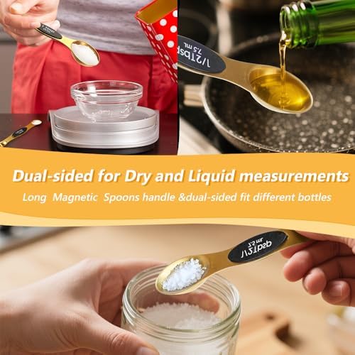 Gold Measuring Cups & Spoons Set for Cooking, 13pcs