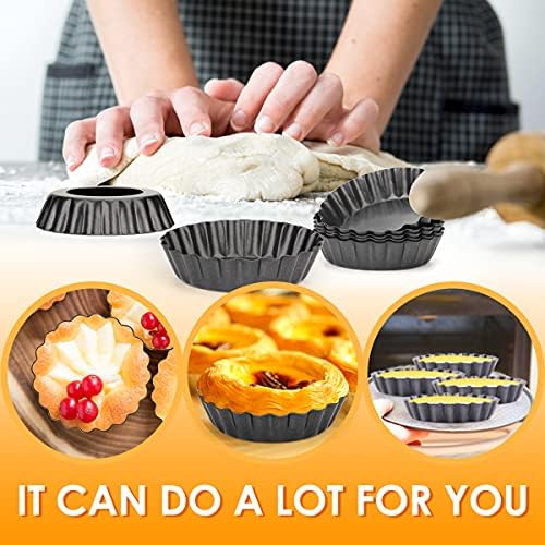12 pcs Egg Tart Molds, 3" Mini Tart Pans Removable Bottom, Cupcake