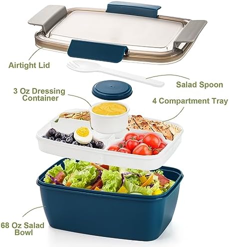 Youeon 3 Pcs 68 Oz Salad Lunch Containers
