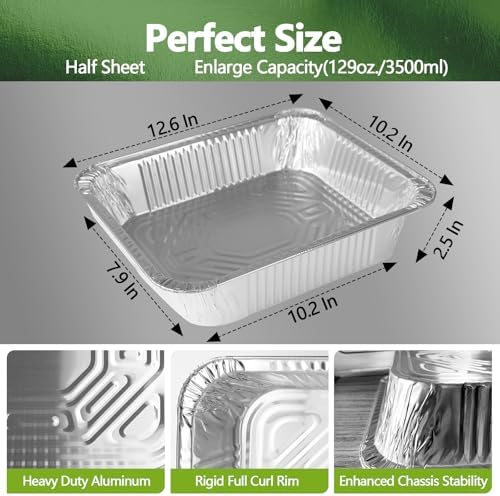 Thickened 10 Pack Heavy Duty Aluminum Pans, 9x13 Aluminum Foil Pans