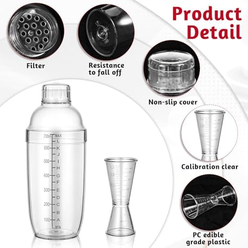 8 Pack Cocktail Shaker Set, 6 Pcs 24 oz Drink Shaker 2 Pcs