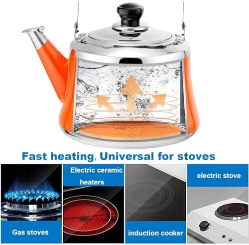 1.5L Orange Stainless Steel Whistling Tea Kettle