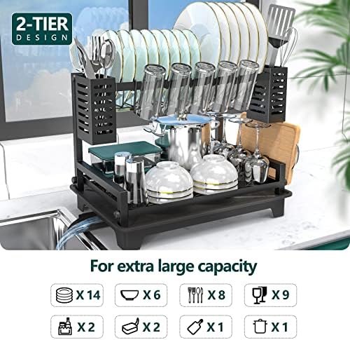 B-Land 2-Tier Dish Drying Rack for Kitchen Counter