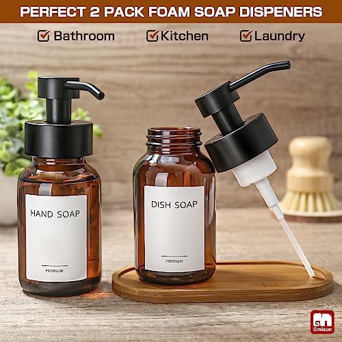 GMISUN Foaming Soap Dispensers, 2 Pack, Amber Glass
