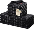Homaxy Cotton Terry Kitchen Towels and Dishcloths Set of 8, Black