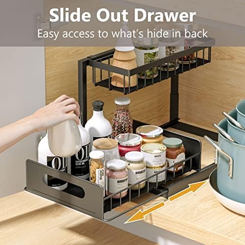 Ceetug Slide-Out Under Sink Organizer, Black, 1 Pack