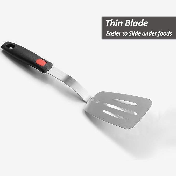 Stainless Steel Spatula, Flexible Metal Slotted Turner - Image 2