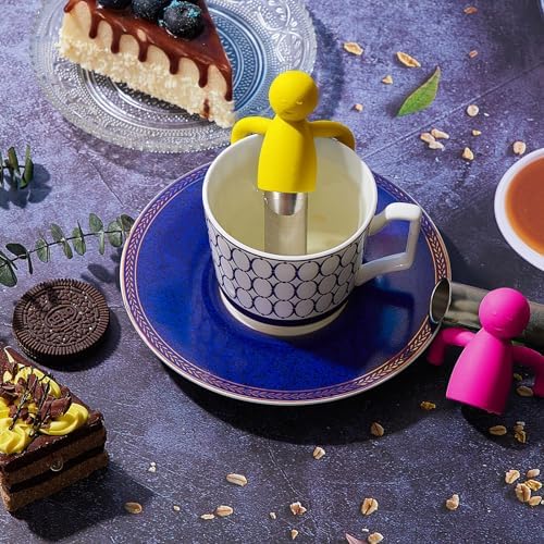 4 Pieces Tea Infuser for Loose Tea, Gray, Blue, Rose Red, Yellow
