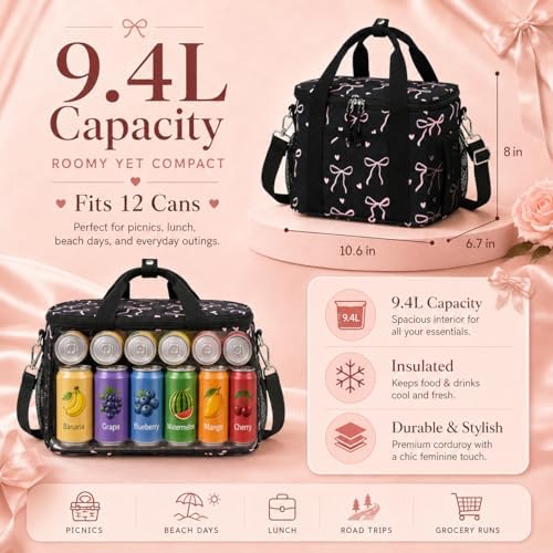 LOIDOU Lunch Box for Women Men Insulated Corduroy Lunch Bag Cooler