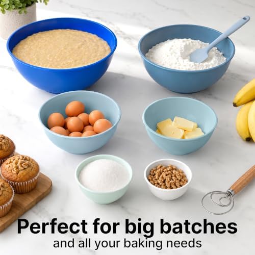 Zulay Kitchen 12 Piece Plastic Mixing Bowls with Lids Set - Leak-Proof