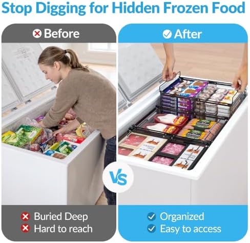 NADAMOO Expandable Chest Freezer Organizer, Stackable Wire Baskets