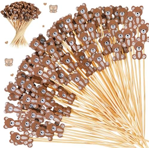Tioncy 100 Pcs Cocktail Picks 4.7in Toothpicks for Party, Bear Style