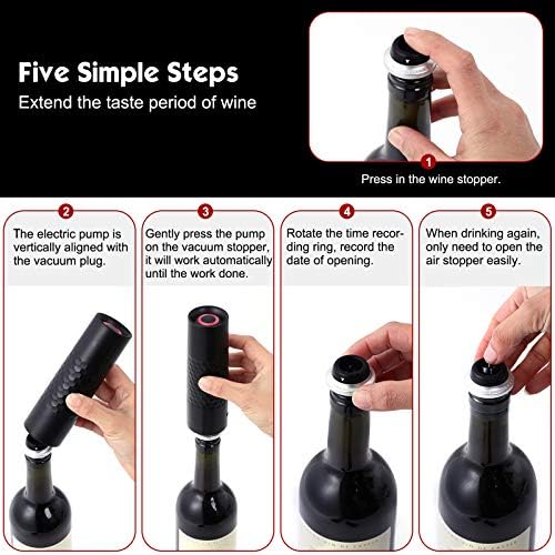 Electric Wine Pump Set, Wine Saver Pump Vacuum Stoppers
