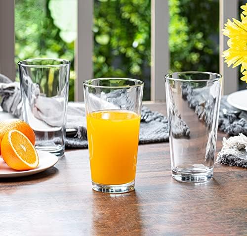 Le'raze 10pc Stackable Drinking Glasses, 16oz Clear Glass Cup