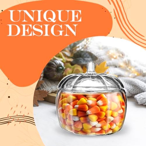 HOMESPHERE 70 oz Glass Pumpkin Candy Jar with Lid
