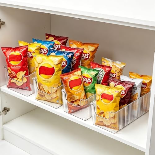 4 Pcs Chip Bag Organizer for Pantry, 4-Compartment Chip Storage