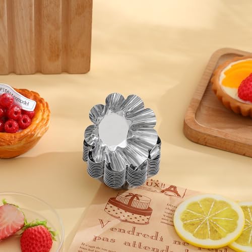 Zerodeko 12 Pack Flower Tartlet Pans Non-Stick Egg Tart Molds Reusable
