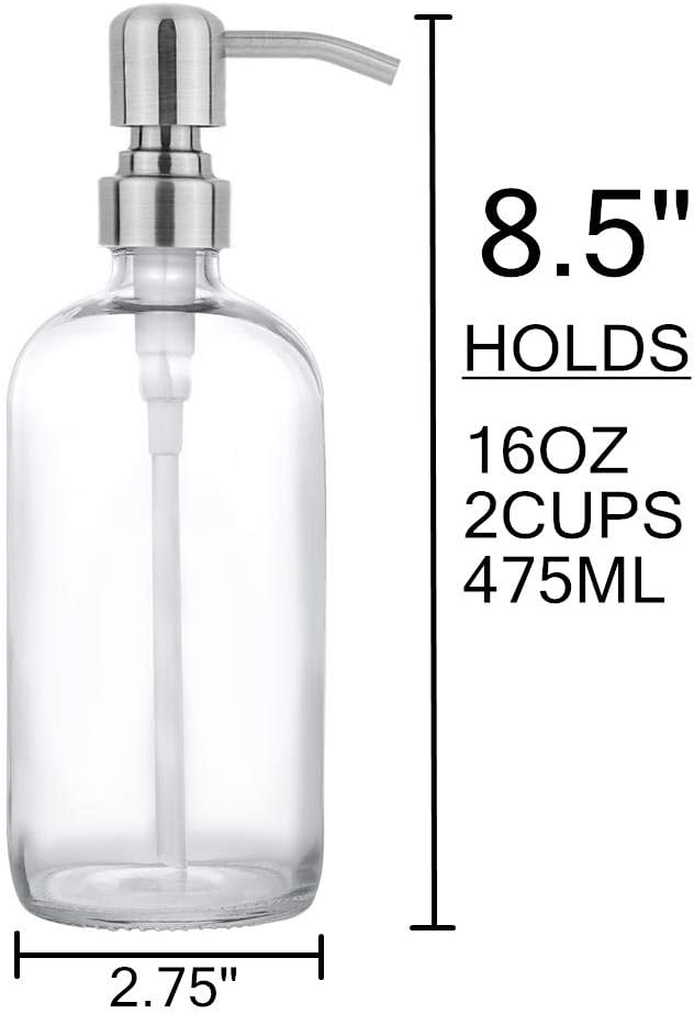2 Pack Thick Clear Glass Pint Jar Soap Dispenser - Image 4